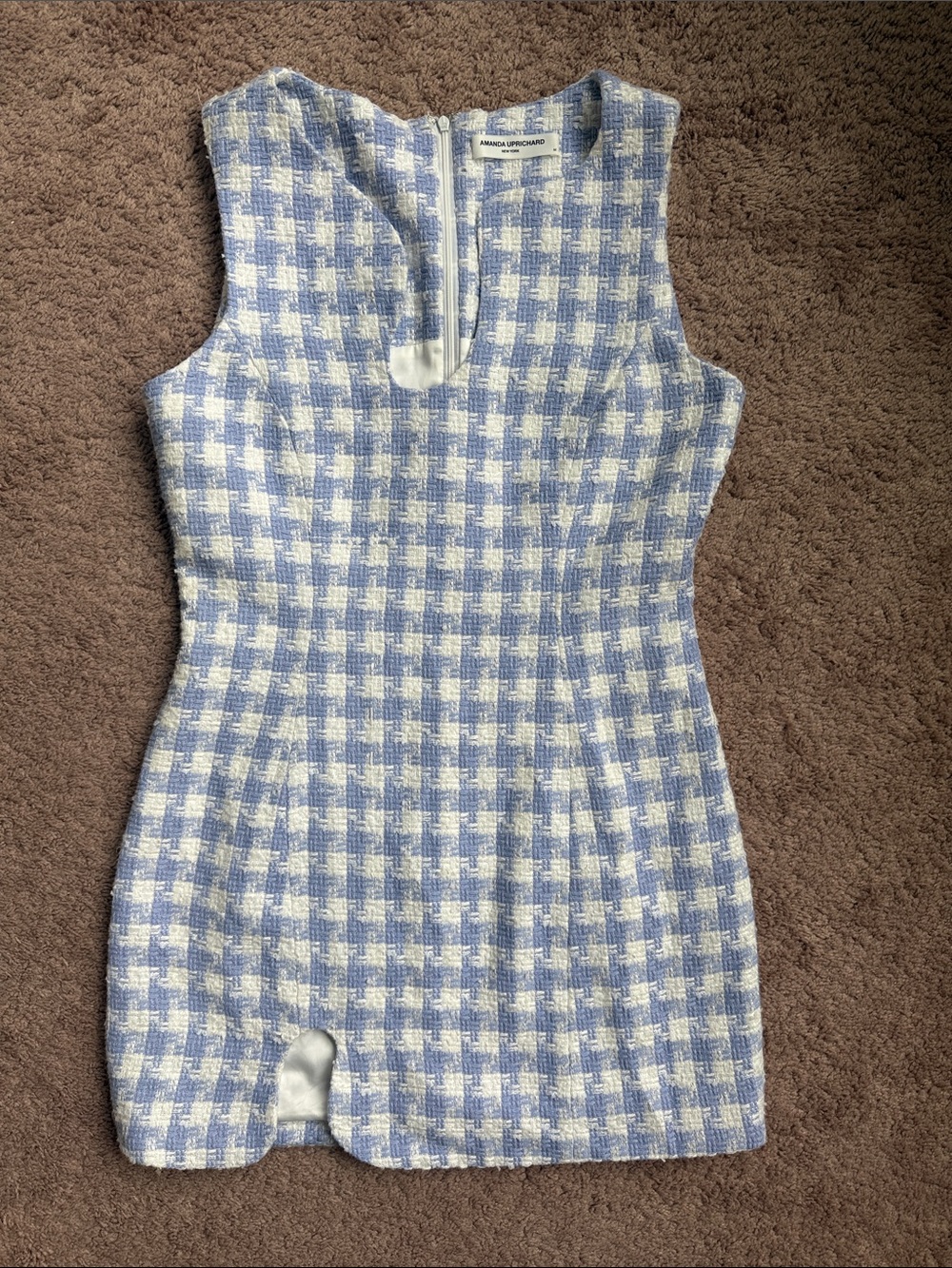 Amanda Uprichard Gingham Tweed Mini Dress